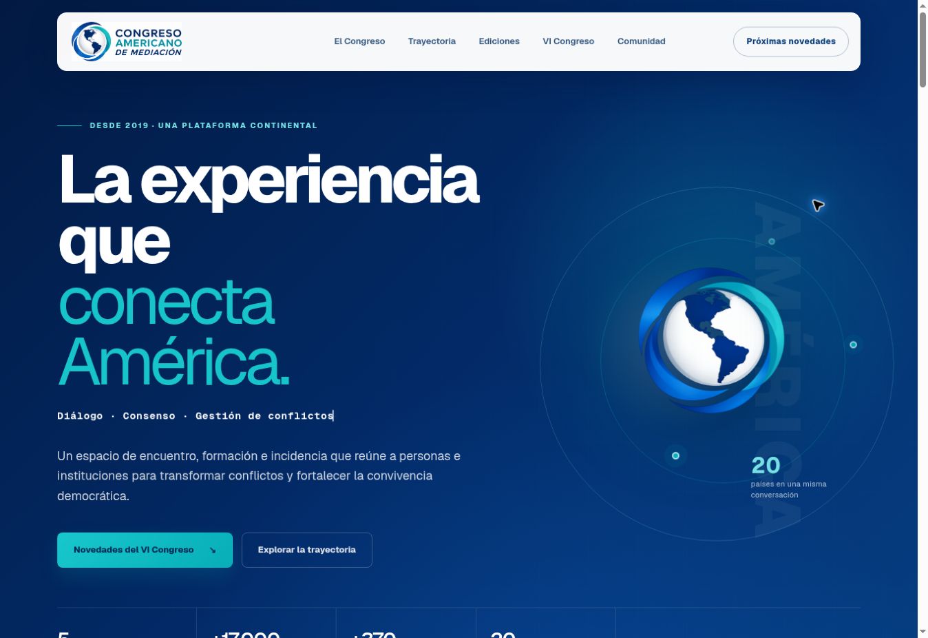 Portada del sitio del Congreso Americano de Mediación